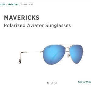 Maui Jim Mavericks Polarized Aviator Sunglasses - Silver/Blue Hawaii